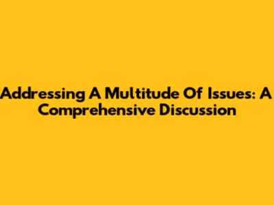 Addressing A Multitude Of Issues: A Comprehensive Discussion