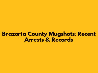 Brazoria County Mugshots: Recent Arrests & Records