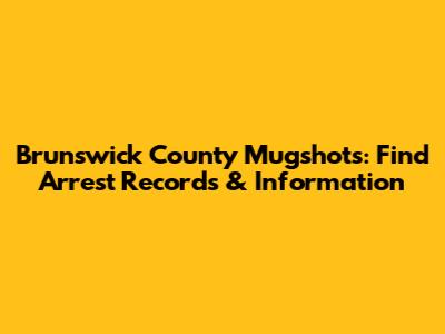 Brunswick County Mugshots: Find Arrest Records & Information