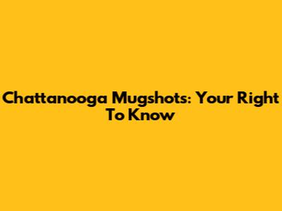 Chattanooga Mugshots: Your Right To Know
