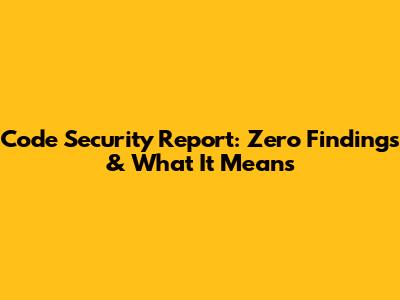 Code Security Report: Zero Findings & What It Means