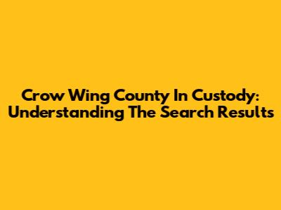 Crow Wing County In Custody: Understanding The Search Results