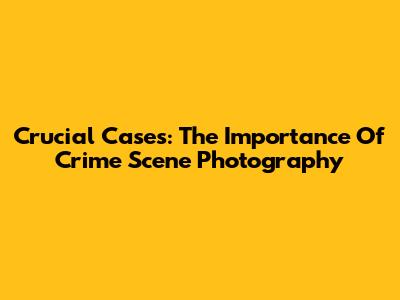 Crucial Cases: The Importance Of Crime Scene Photography