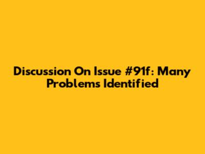 Discussion On Issue #91f: Many Problems Identified