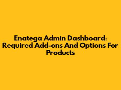Enatega Admin Dashboard: Required Add-ons And Options For Products
