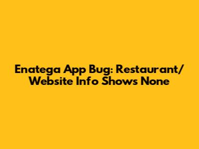 Enatega App Bug: Restaurant/Website Info Shows 'None'
