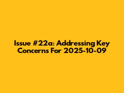 Issue #22a: Addressing Key Concerns For 2025-10-09