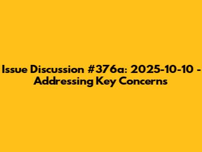 Issue Discussion #376a: 2025-10-10 - Addressing Key Concerns