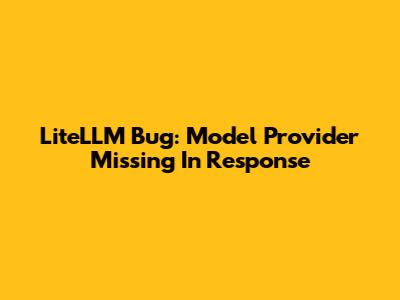 LiteLLM Bug: Model Provider Missing In Response