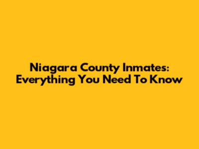 Niagara County Inmates: Everything You Need To Know