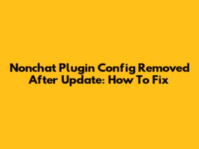 Nonchat Plugin Config Removed After Update: How To Fix