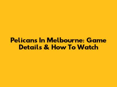 Pelicans In Melbourne: Game Details & How To Watch