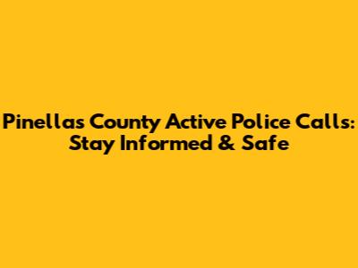 Pinellas County Active Police Calls: Stay Informed & Safe