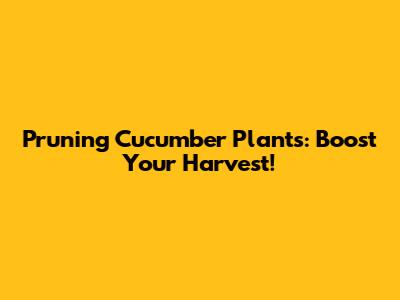 Pruning Cucumber Plants: Boost Your Harvest!