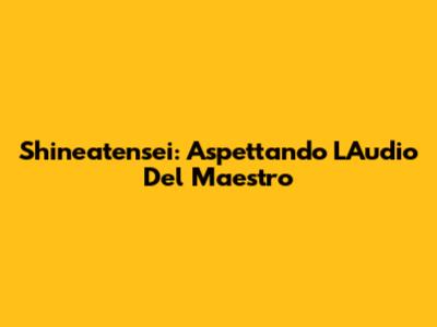 Shineatensei: Aspettando L'Audio Del Maestro