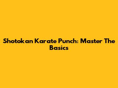 Shotokan Karate Punch: Master The Basics