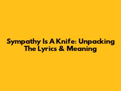 Sympathy Is A Knife: Unpacking The Lyrics & Meaning