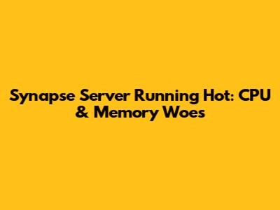 Synapse Server Running Hot: CPU & Memory Woes
