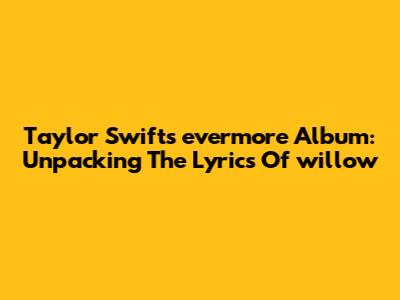 Taylor Swift's 'evermore' Album: Unpacking The Lyrics Of 'willow'