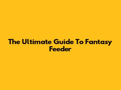 The Ultimate Guide To Fantasy Feeder