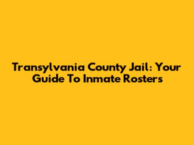Transylvania County Jail: Your Guide To Inmate Rosters