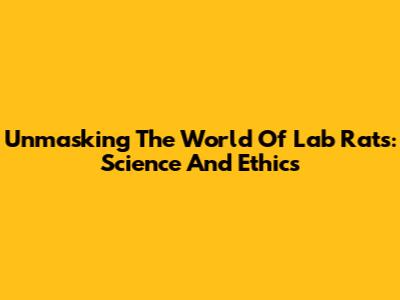 Unmasking The World Of Lab Rats: Science And Ethics