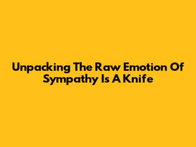 Unpacking The Raw Emotion Of 'Sympathy Is A Knife'