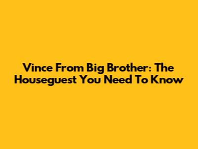 Vince From Big Brother: The Houseguest You Need To Know